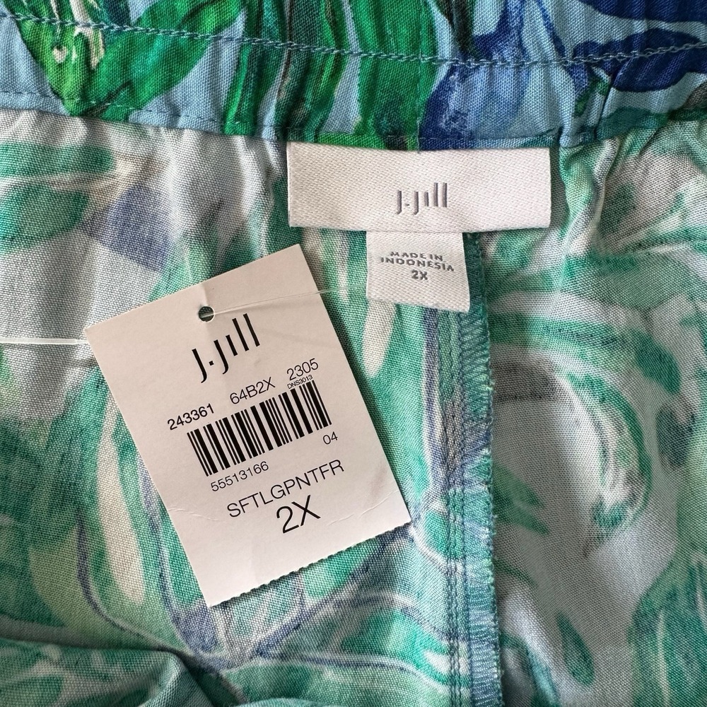 J. Jill Tropical Palm Shorts Blue Green 2X Vacation Summer Beach Cruise Resort - Picture 7 of 14
